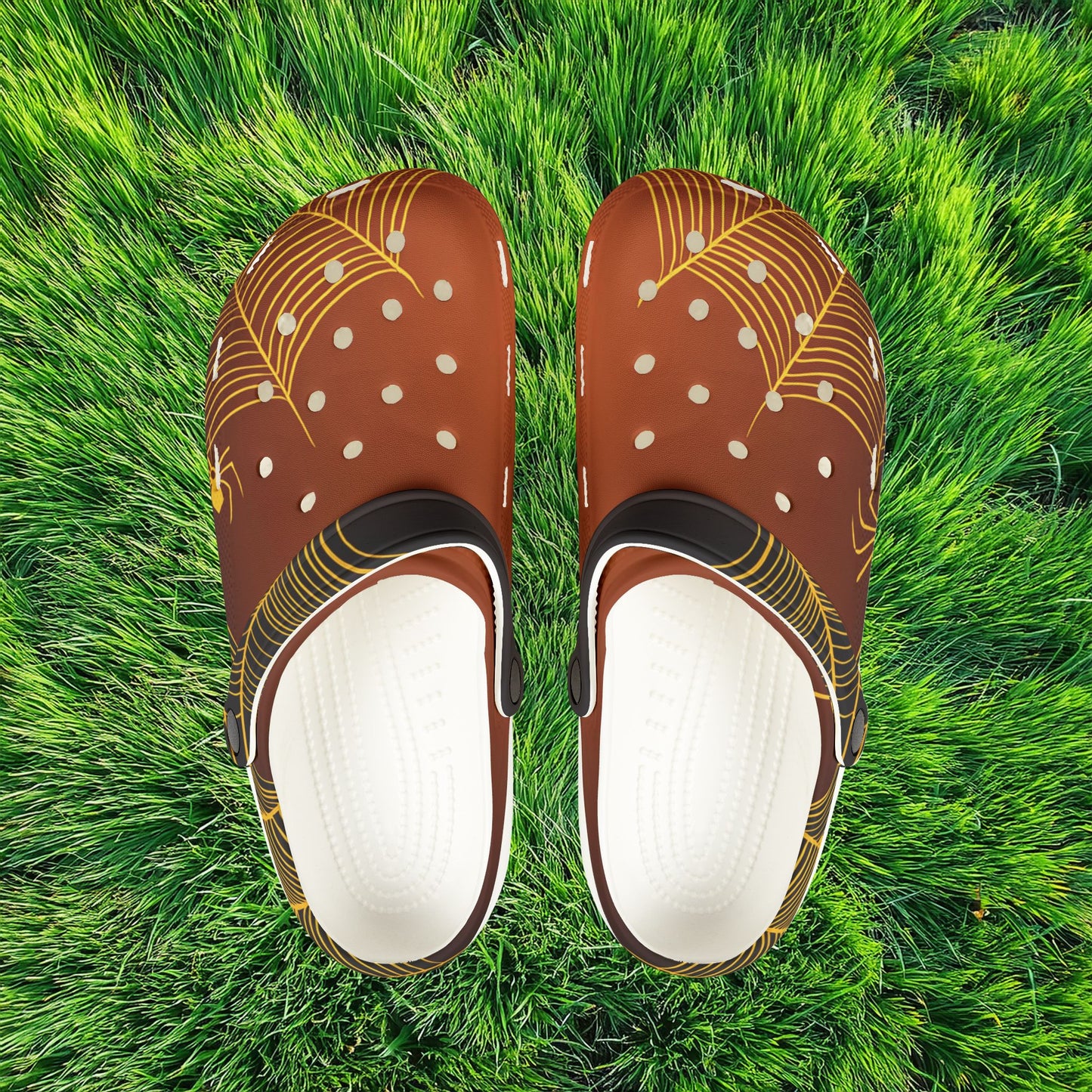 Orange Spider Web Foam Clogs