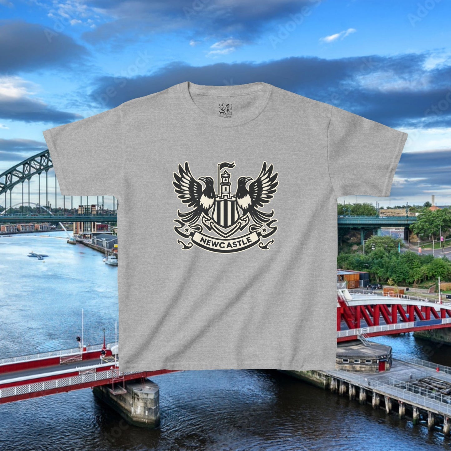 Newcastle United B&W Crest Kids Tee