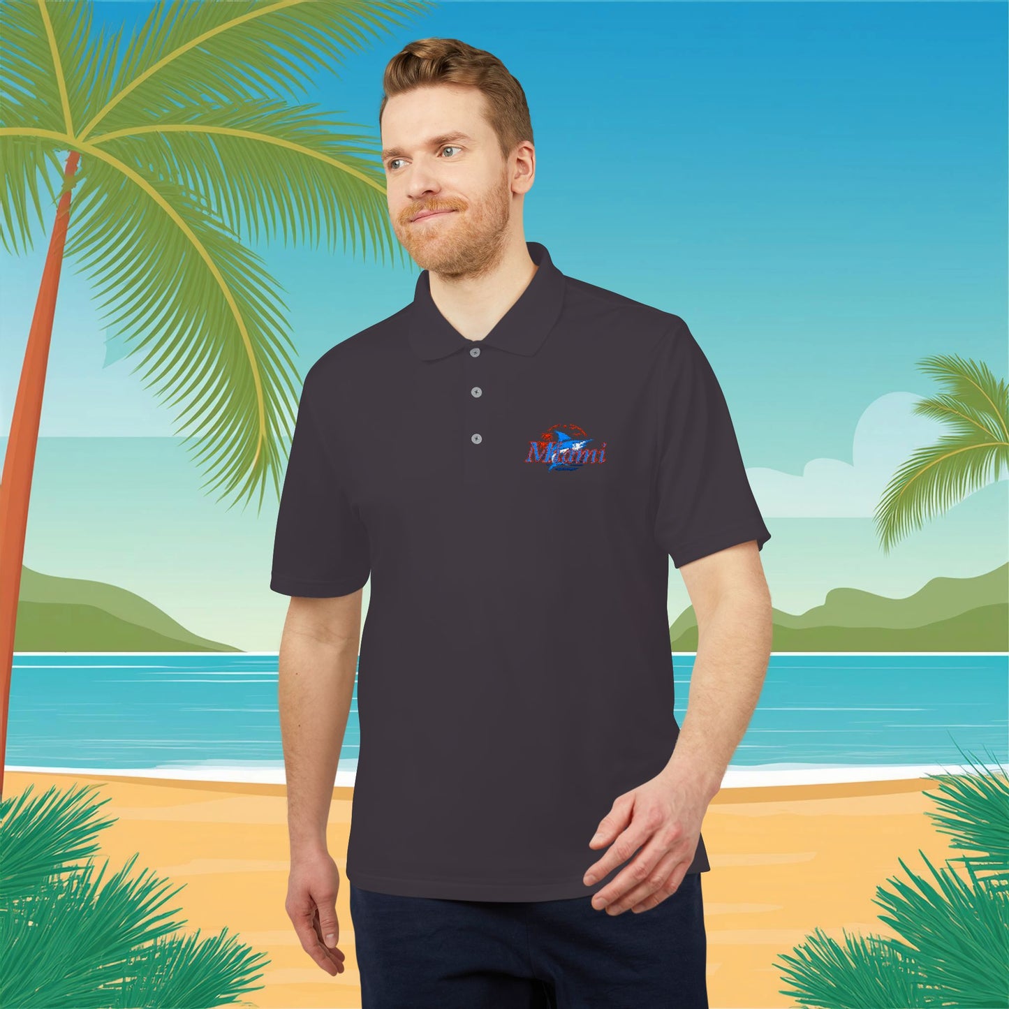 Miami Leaping Marlin adidas Performance Polo