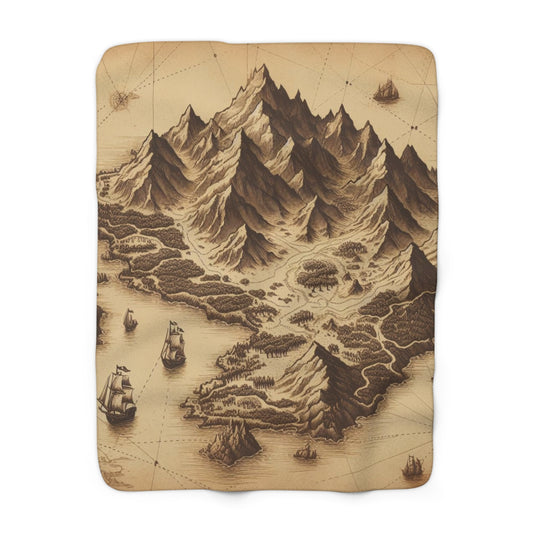 Island Map Sherpa Fleece Blanket