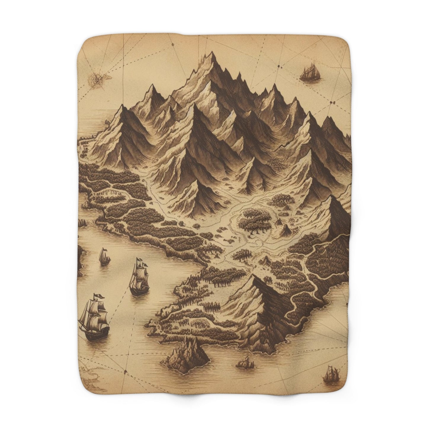 Island Map Sherpa Fleece Blanket