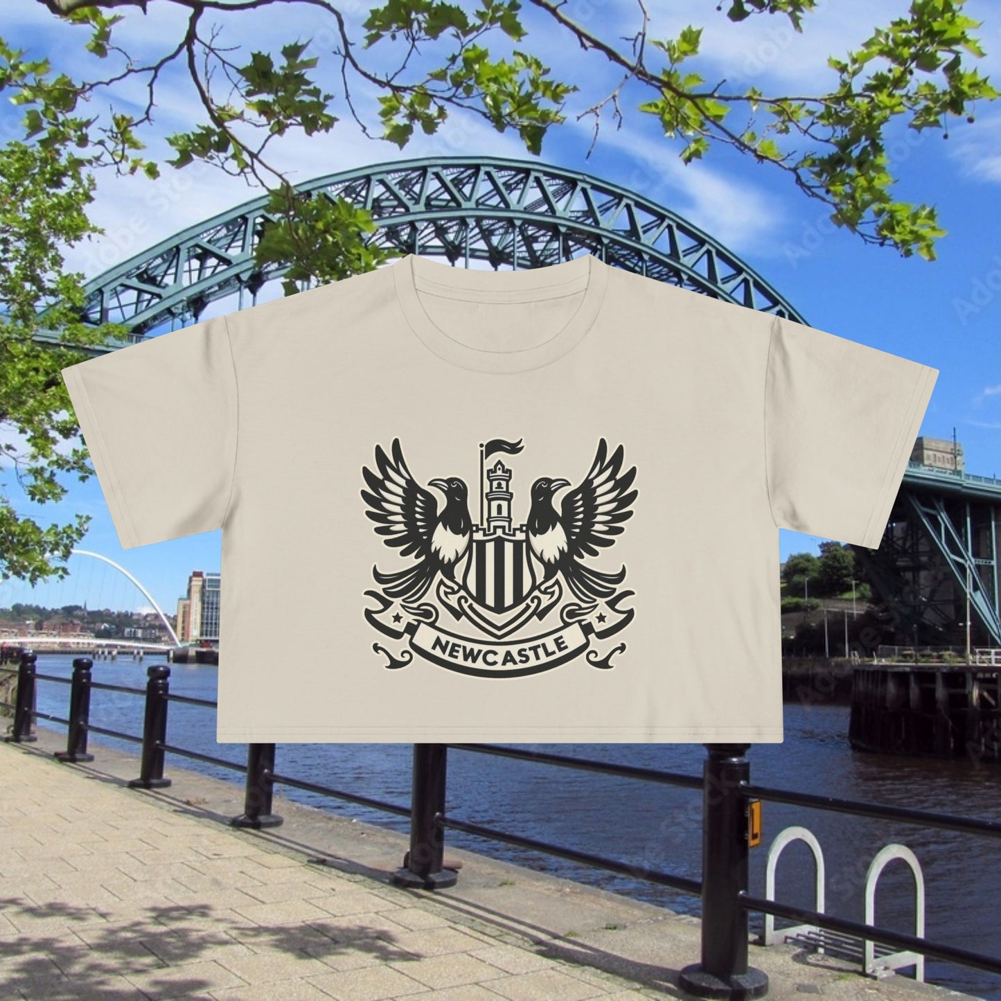 Newcastle United B&W Crest Women's Crop Tee