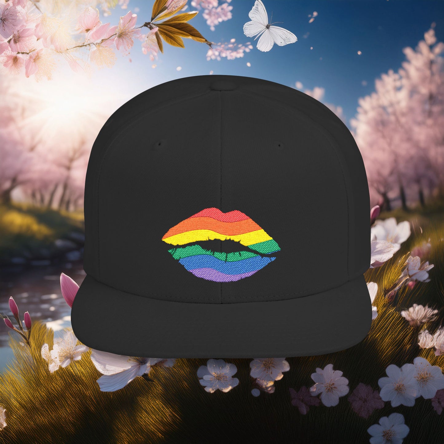 Rainbow Kiss Flat Bill Snapback