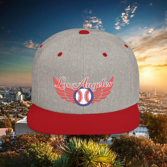LA Baseball Wings Flat Bill Snapback Hat