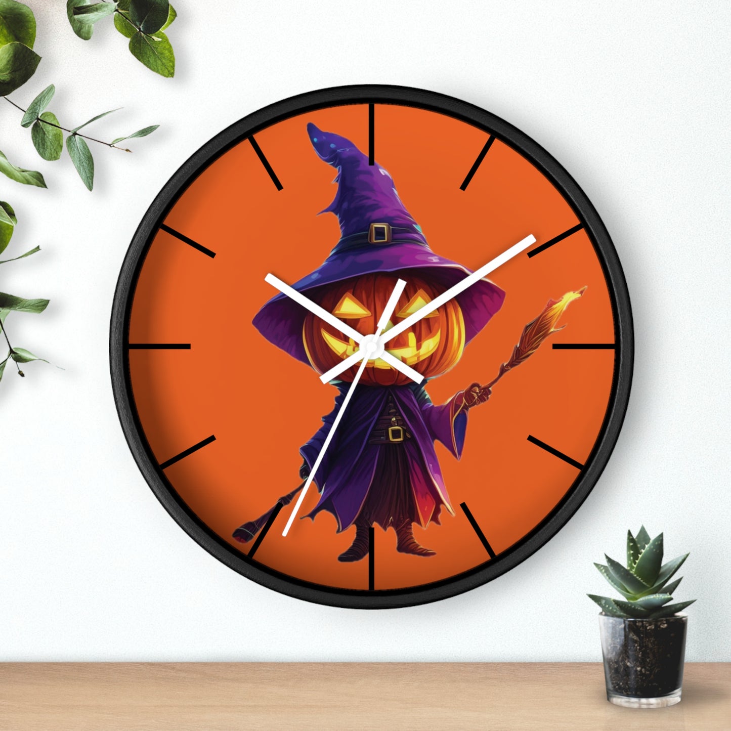 Pumpkin Wizard Wall Clock