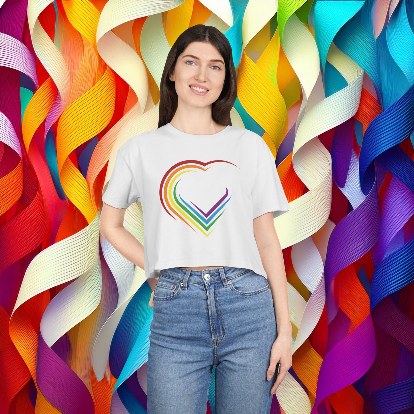 Rainbow Heart Women's Crop Tee