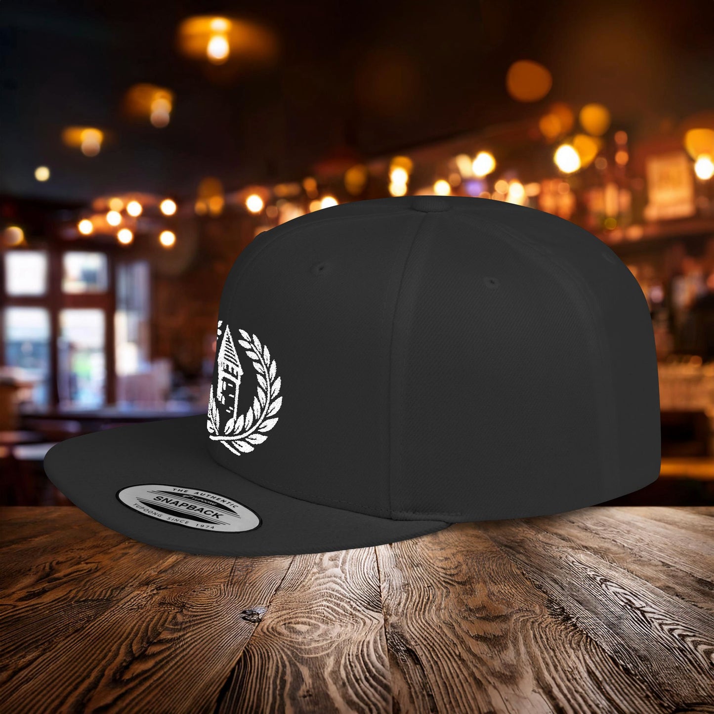 White Everton Logo Flat Bill Snapback