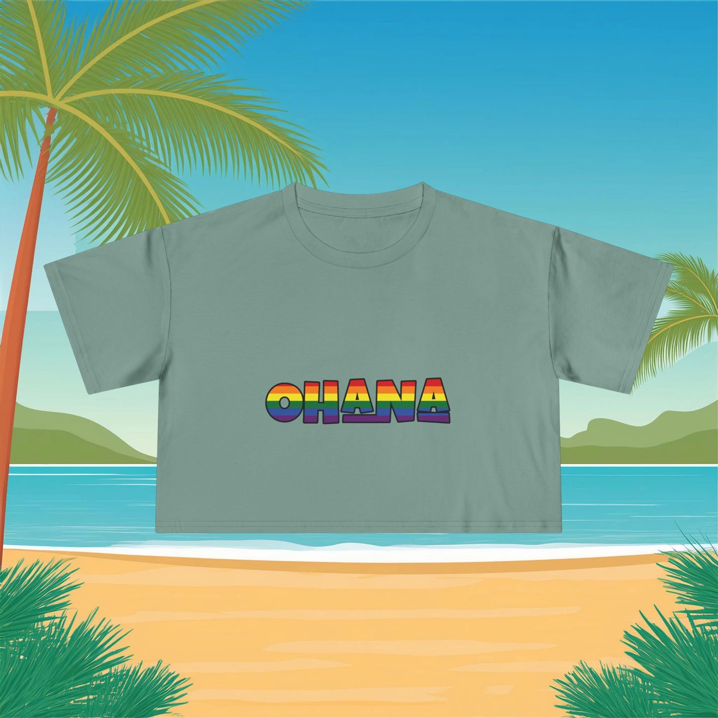 Rainbow Ohana Women's Crop Tee