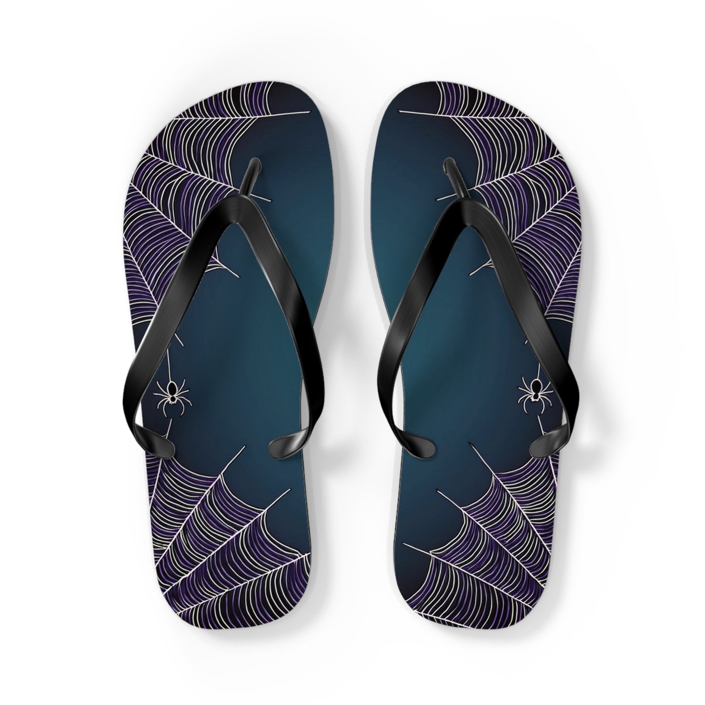 Blue Spider Web Flip Flops