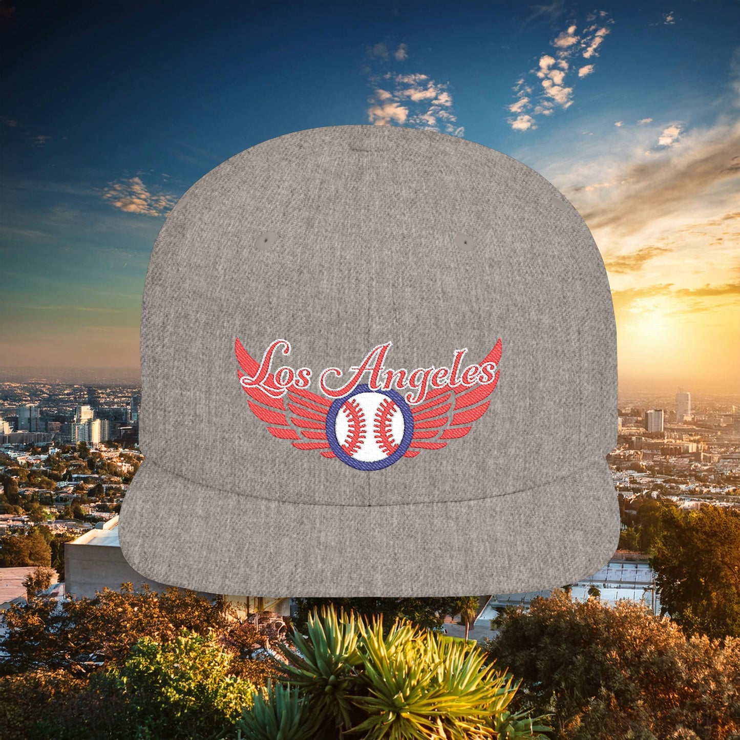LA Baseball Wings Flat Bill Snapback Hat