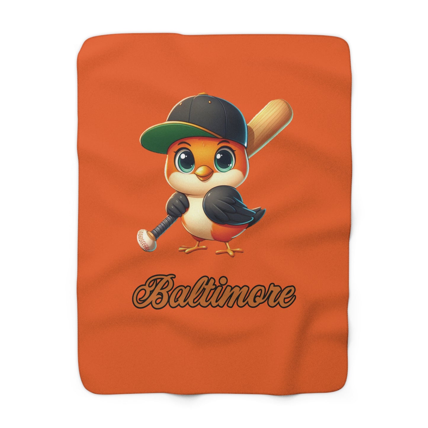Baltimore Baseball Little Oriole Sherpa Fleece Blanket