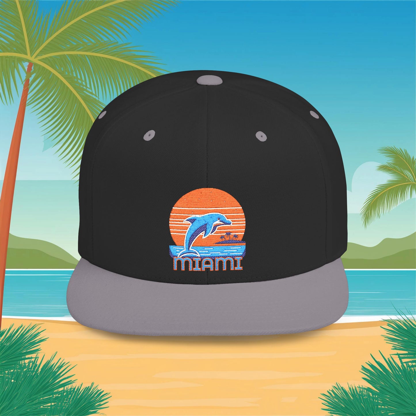 Miami Football Design Flat Bill Snapback