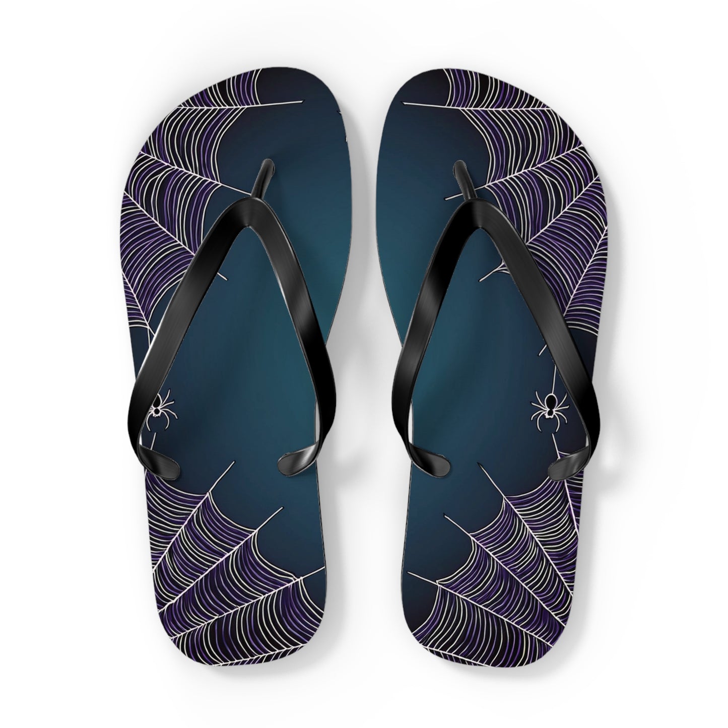 Blue Spider Web Flip Flops