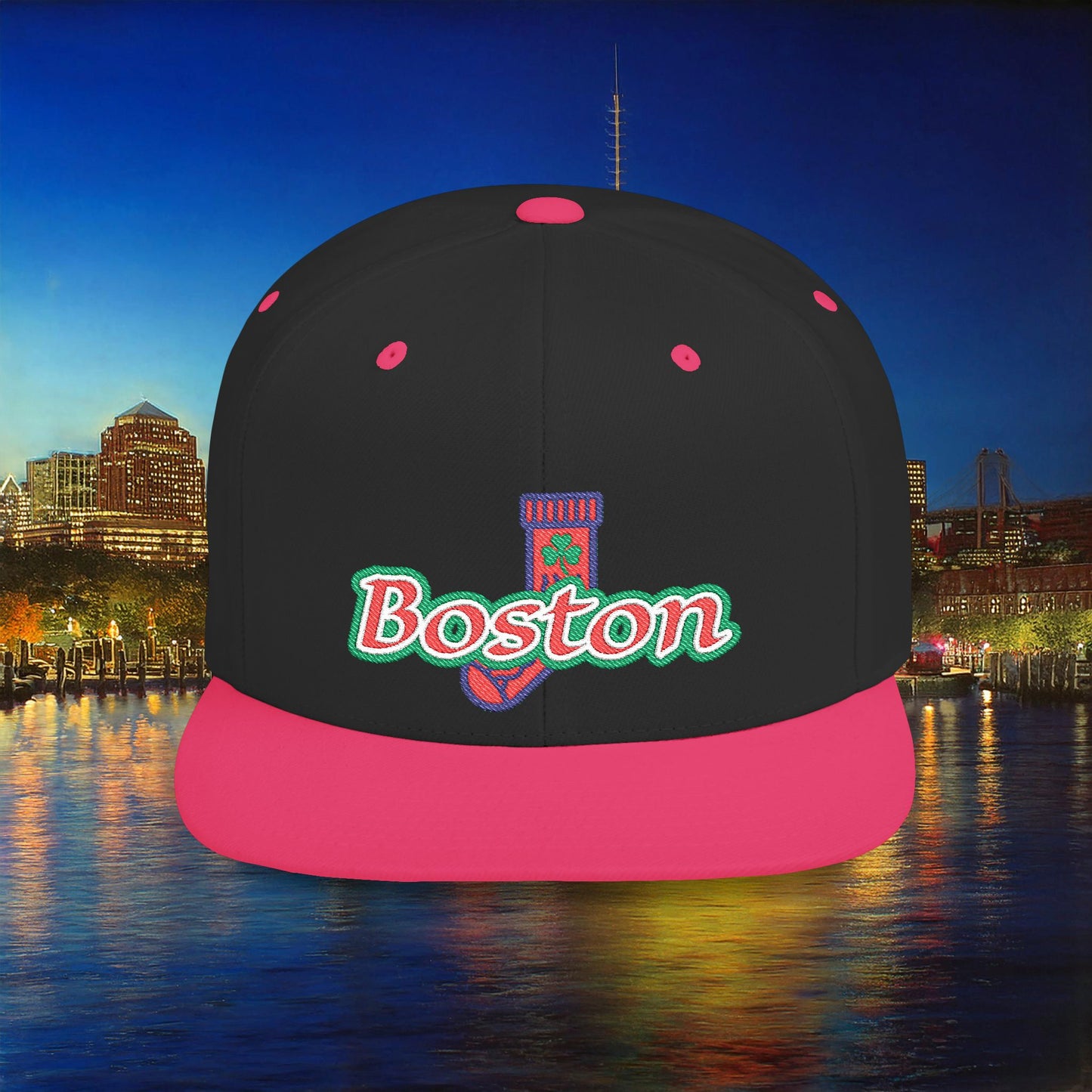 Boston Cable Knit Irish Sock Flat Bill Snapback