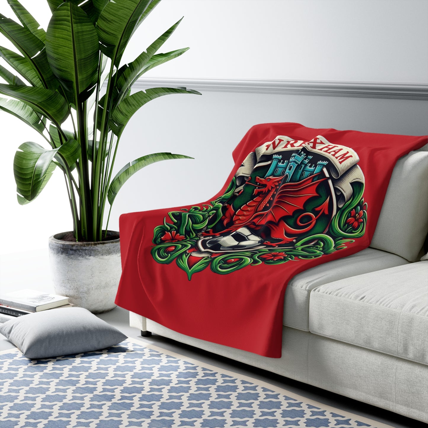 Wrexham Crest Sherpa Fleece Blanket