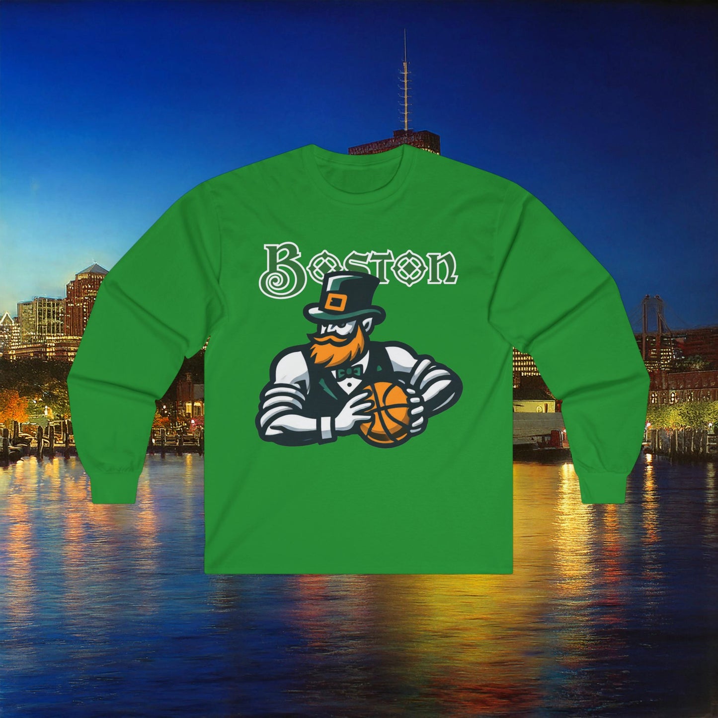 Boston Basketball Design Long Sleeve Tee