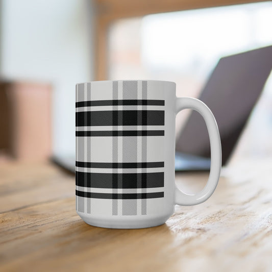Black & White Plaid Ceramic Mug (11oz/15oz)