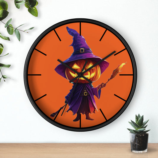 Pumpkin Wizard Wall Clock