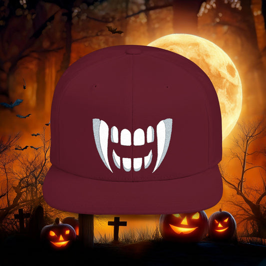 Vampire Teeth Flat Bill Snapback
