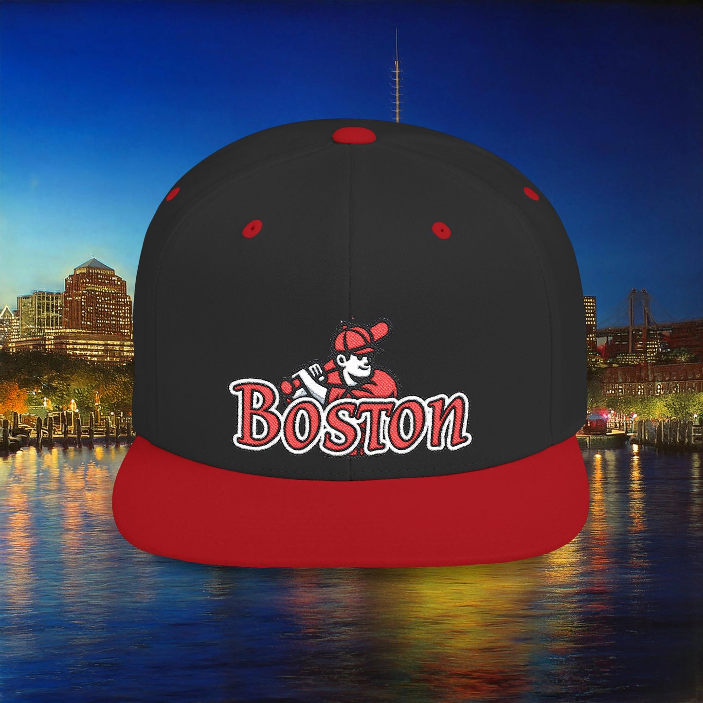 Boston Baseball Player Flat Bill Snapback
