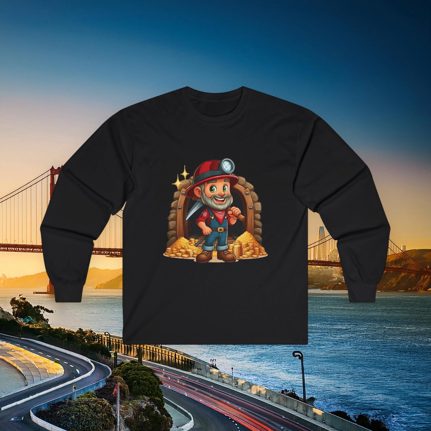 San Francisco Football Cartoon Miner Long Sleeve Tee