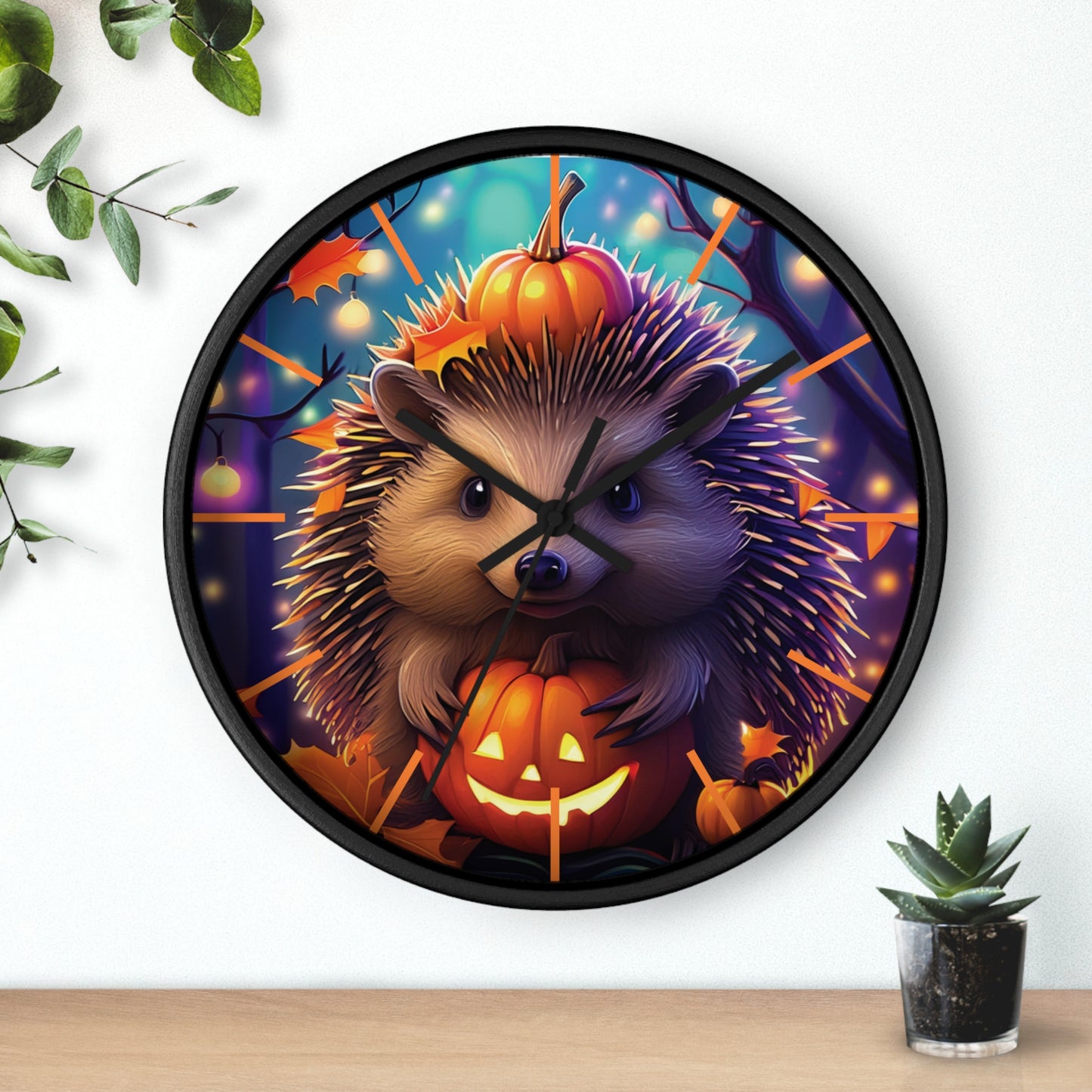 Halloween Hedgehog Wall Clock
