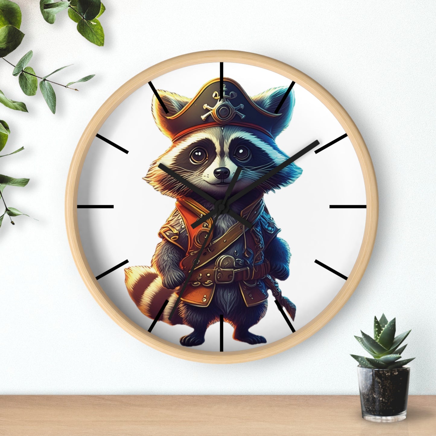 Raccoon Pirate Wall Clock