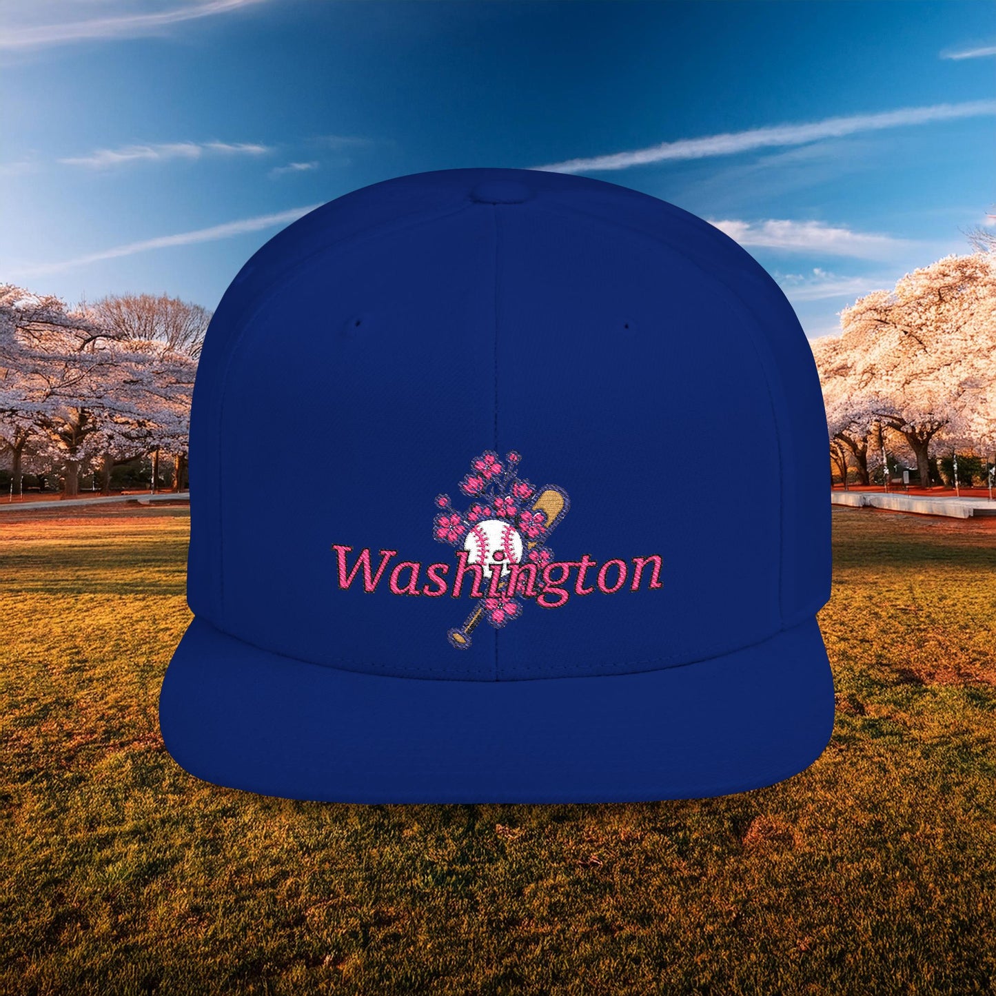 Washington Cherry Blossom Flat Bill Snapback
