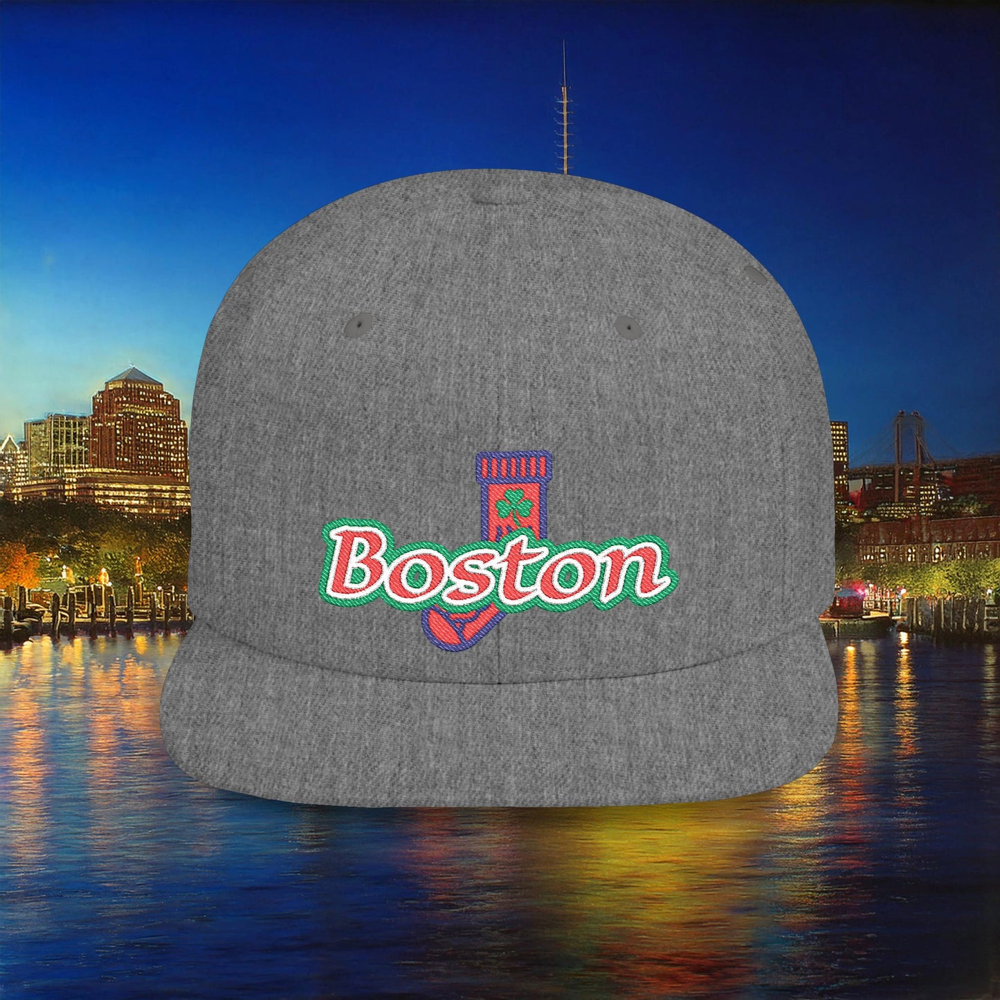 Boston Cable Knit Irish Sock Flat Bill Snapback