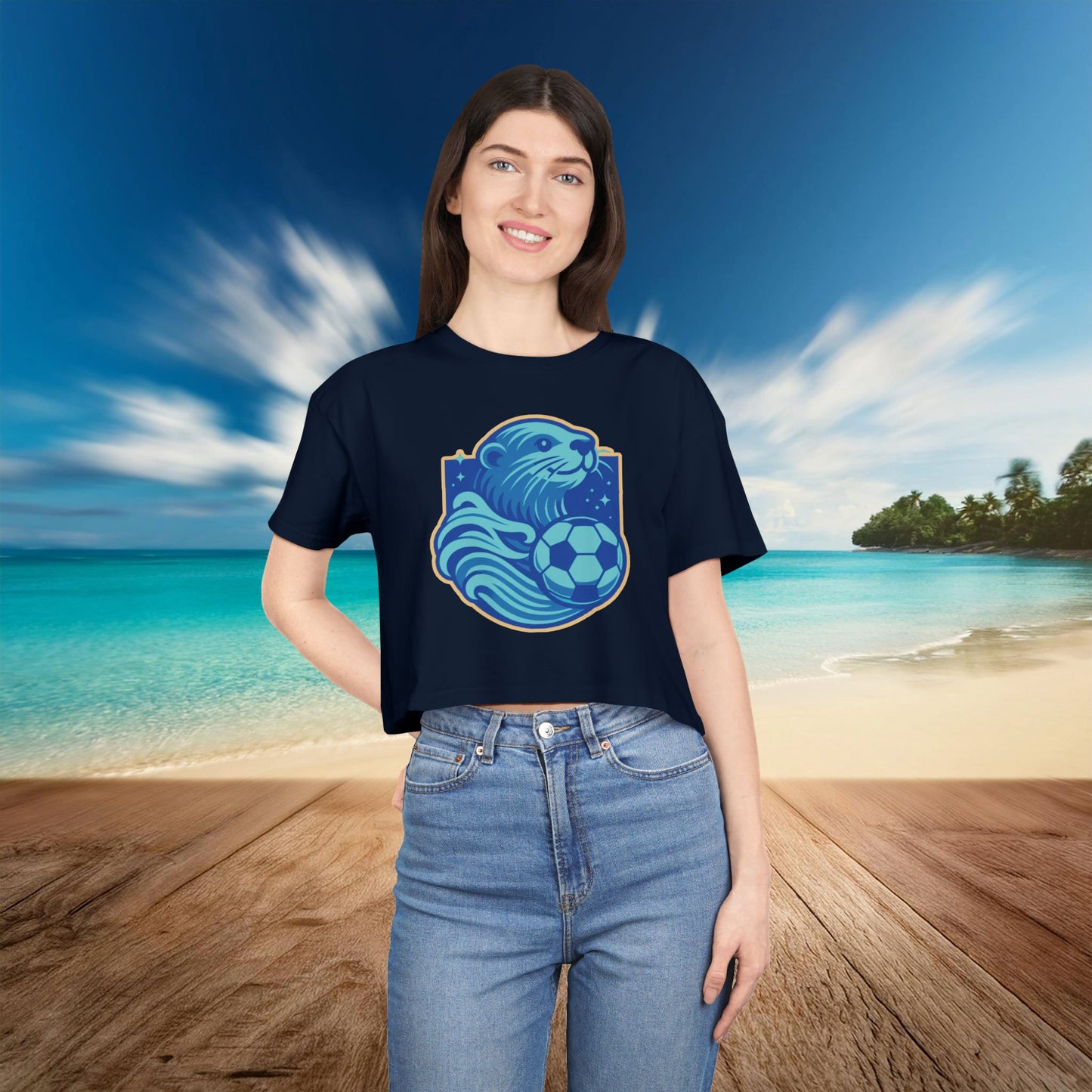 Sea Otter Soccer Logo Women's Crop Tee