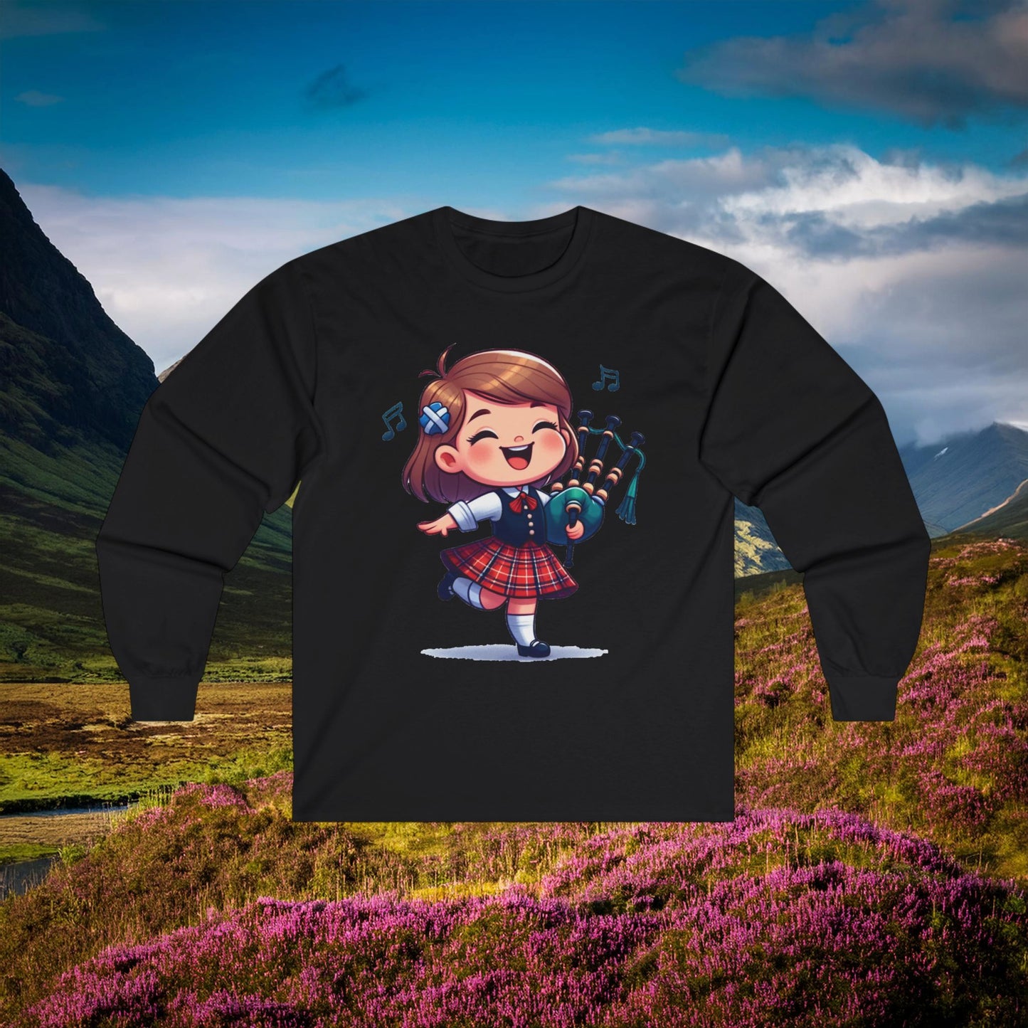Scotland Piper Lassie Long Sleeve Tee