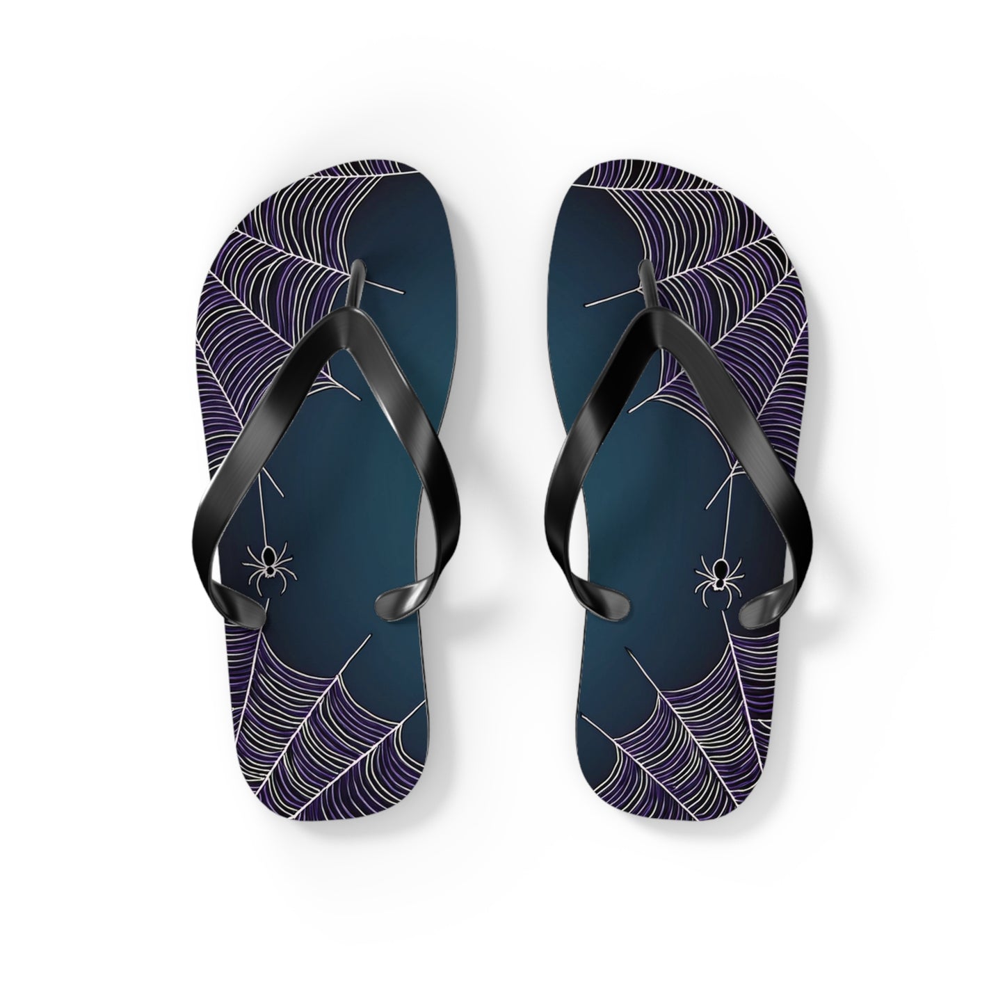 Blue Spider Web Flip Flops