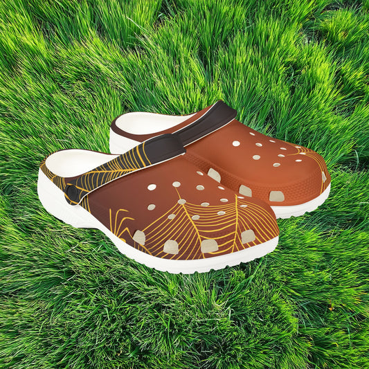 Orange Spider Web Foam Clogs