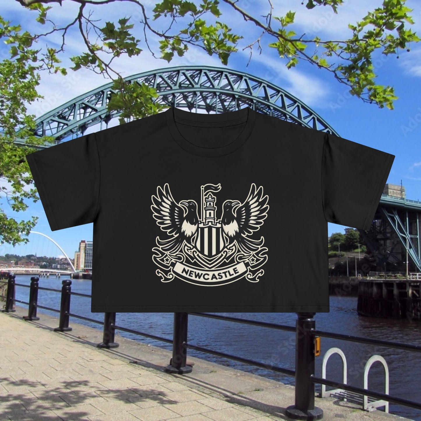 Newcastle United B&W Crest Women's Crop Tee