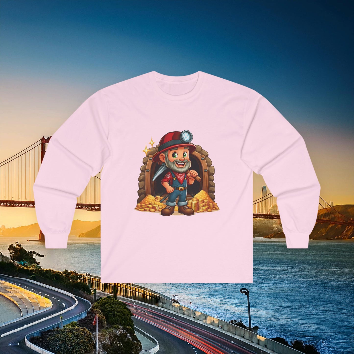San Francisco Football Cartoon Miner Long Sleeve Tee