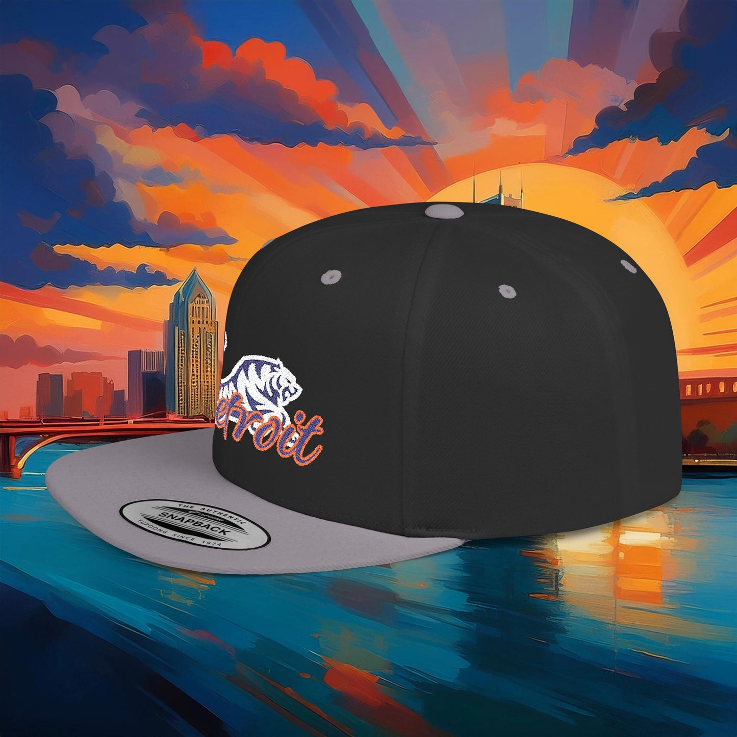 Detroit White Tiger Flat Bill Snapback