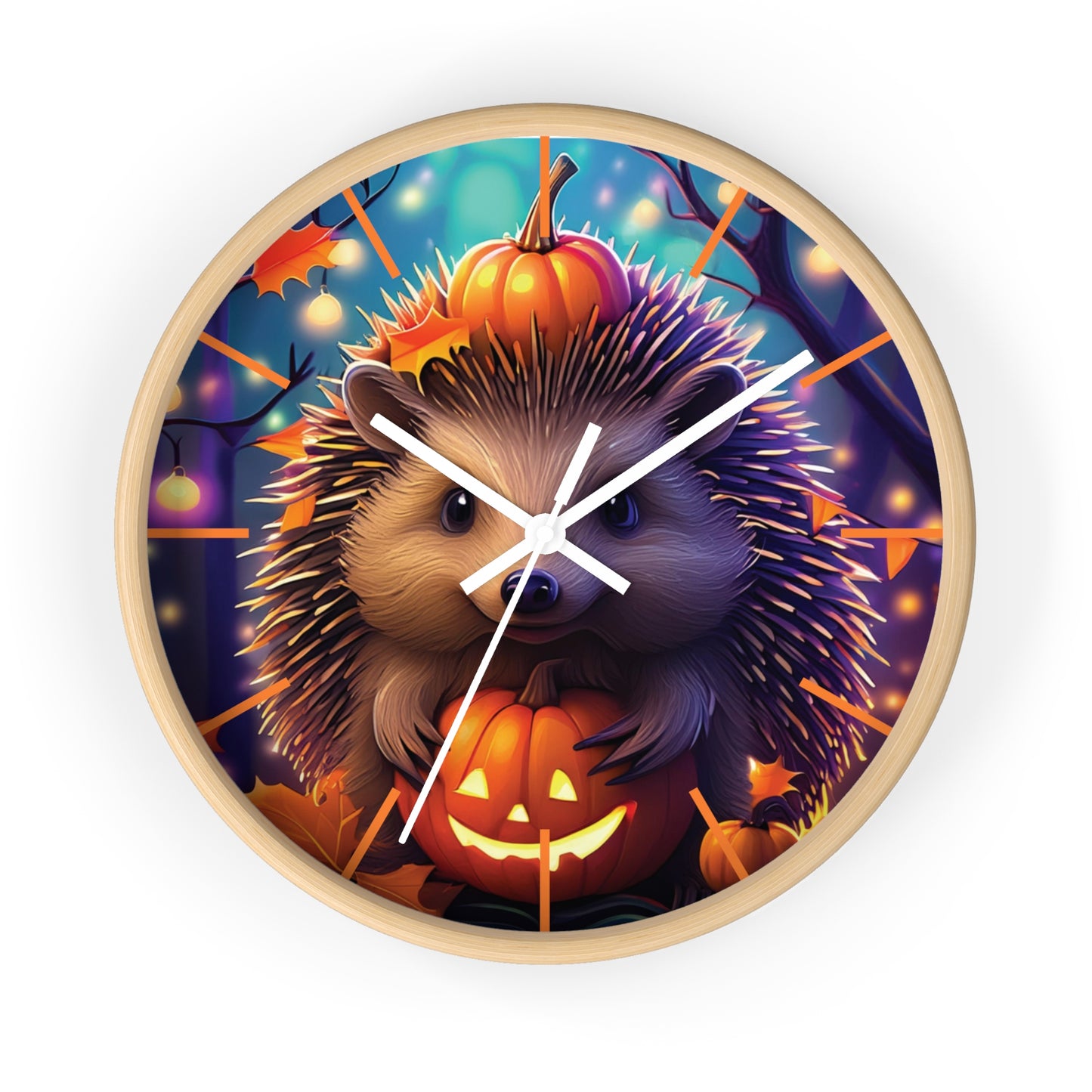 Halloween Hedgehog Wall Clock