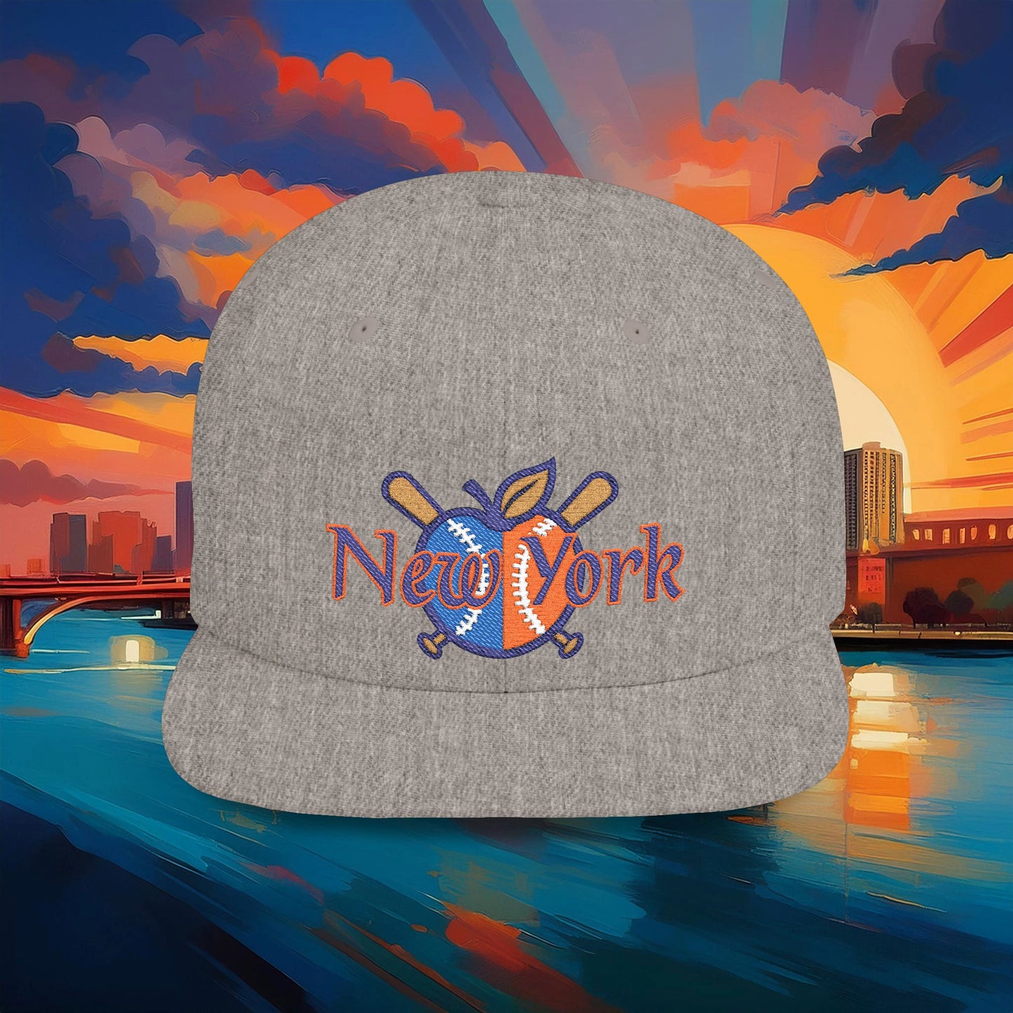 NY Baseball Big Apple Flat Bill Snapback