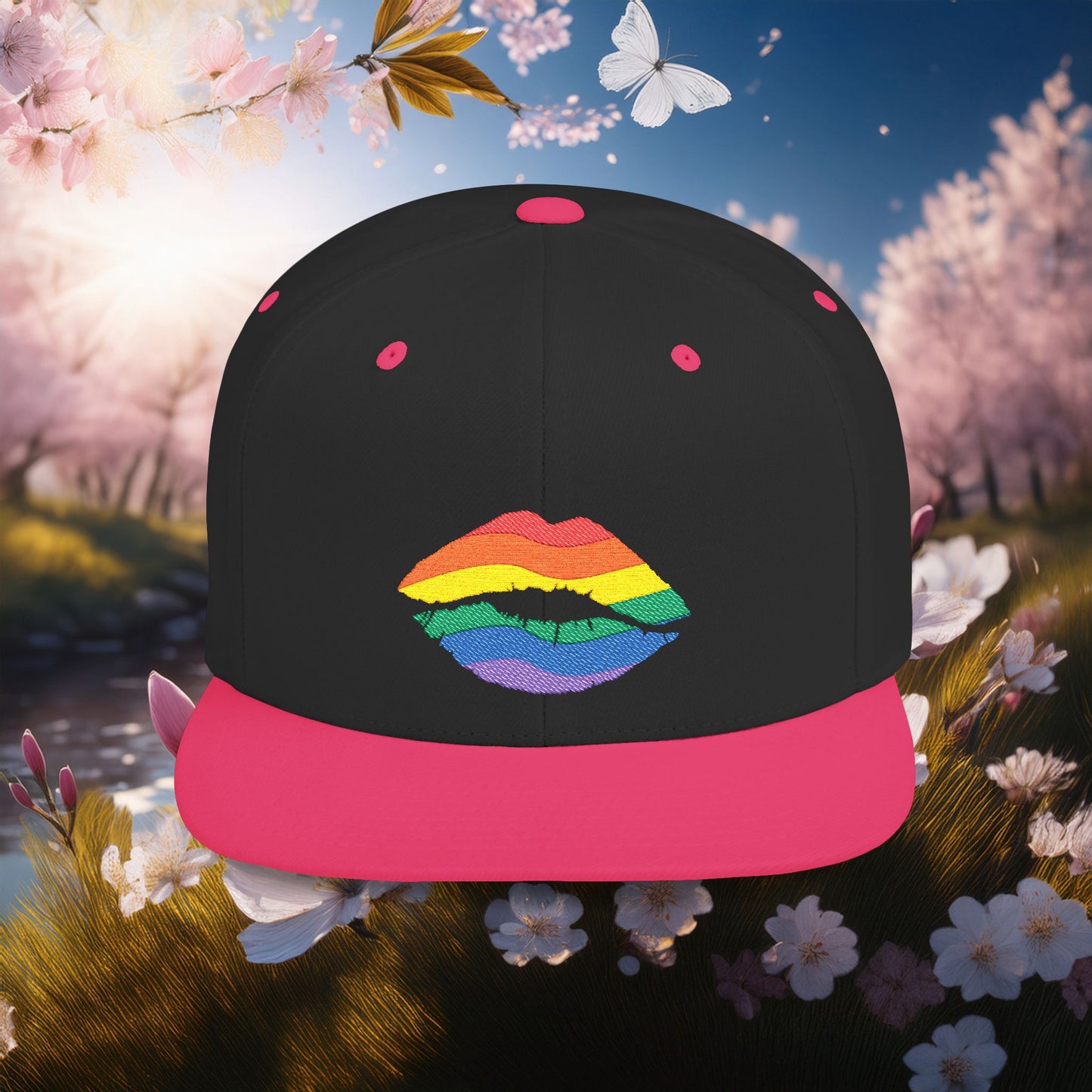 Rainbow Kiss Flat Bill Snapback