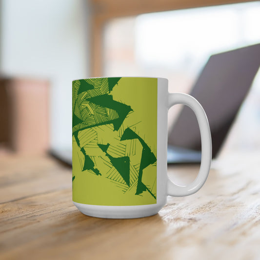 Electric Green and Gold Retro Newcastle Ceramic Mug, (11oz, 15oz)