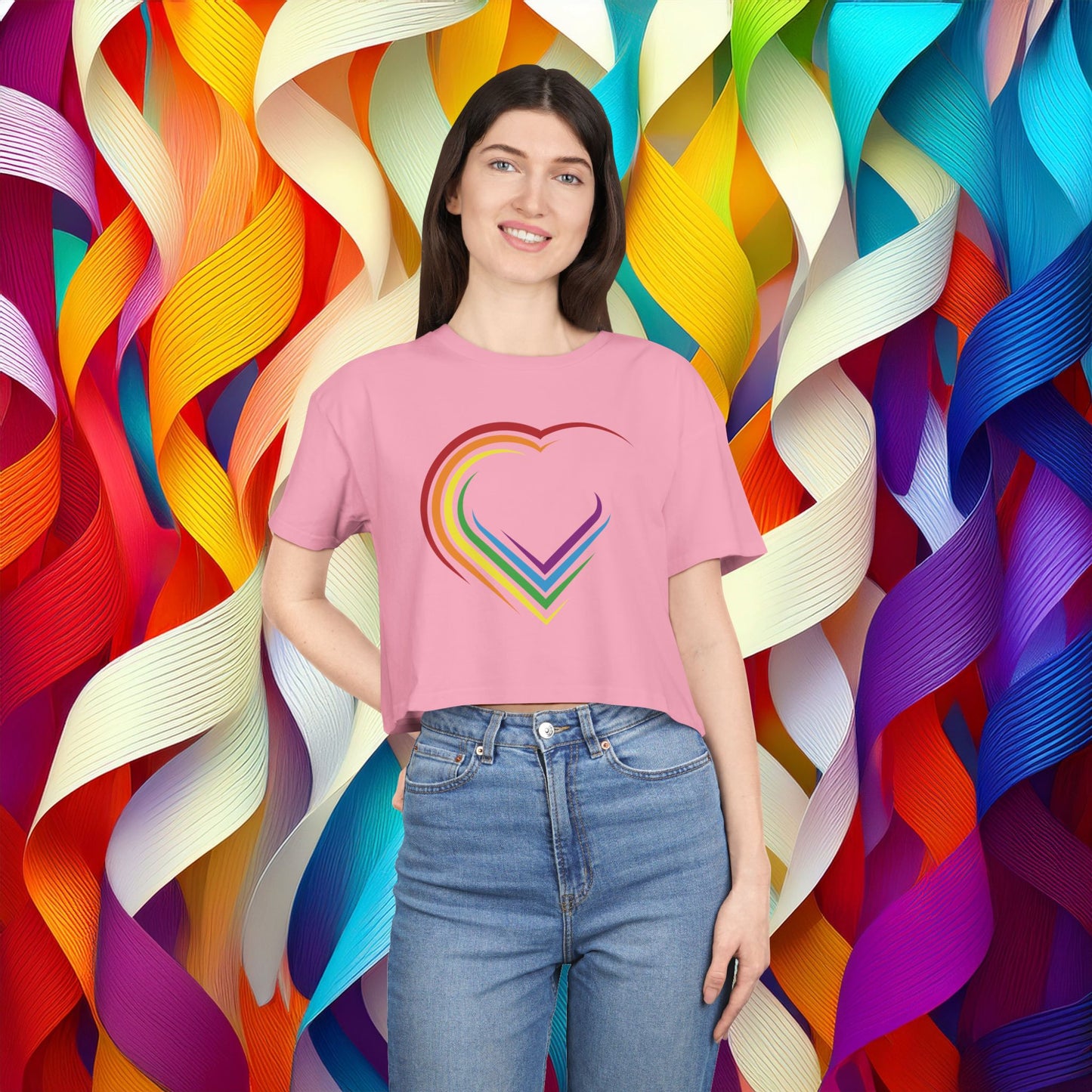 Rainbow Heart Women's Crop Tee