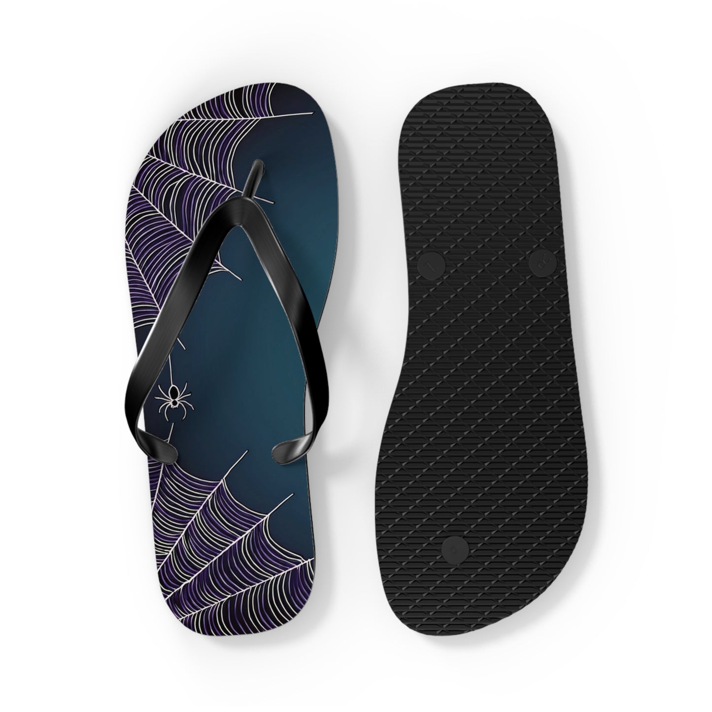 Blue Spider Web Flip Flops