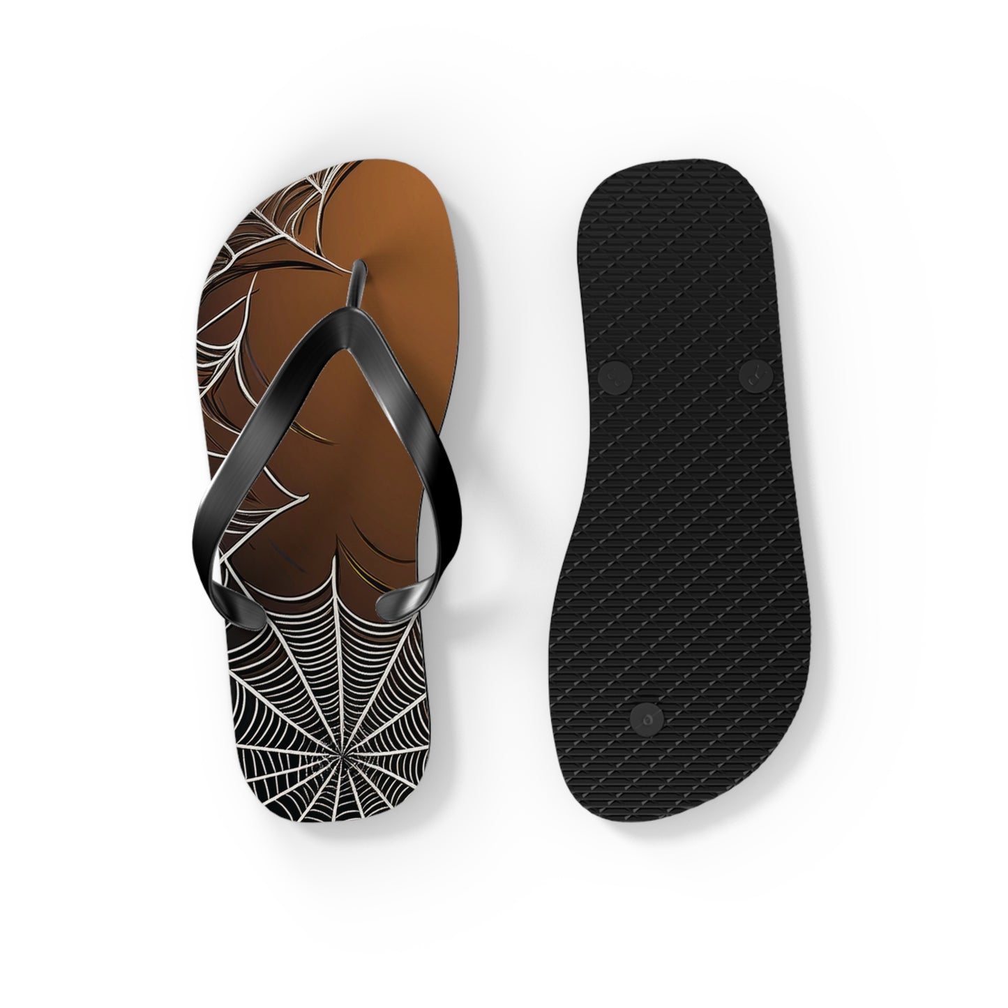 Golden Spider Web Flip Flops