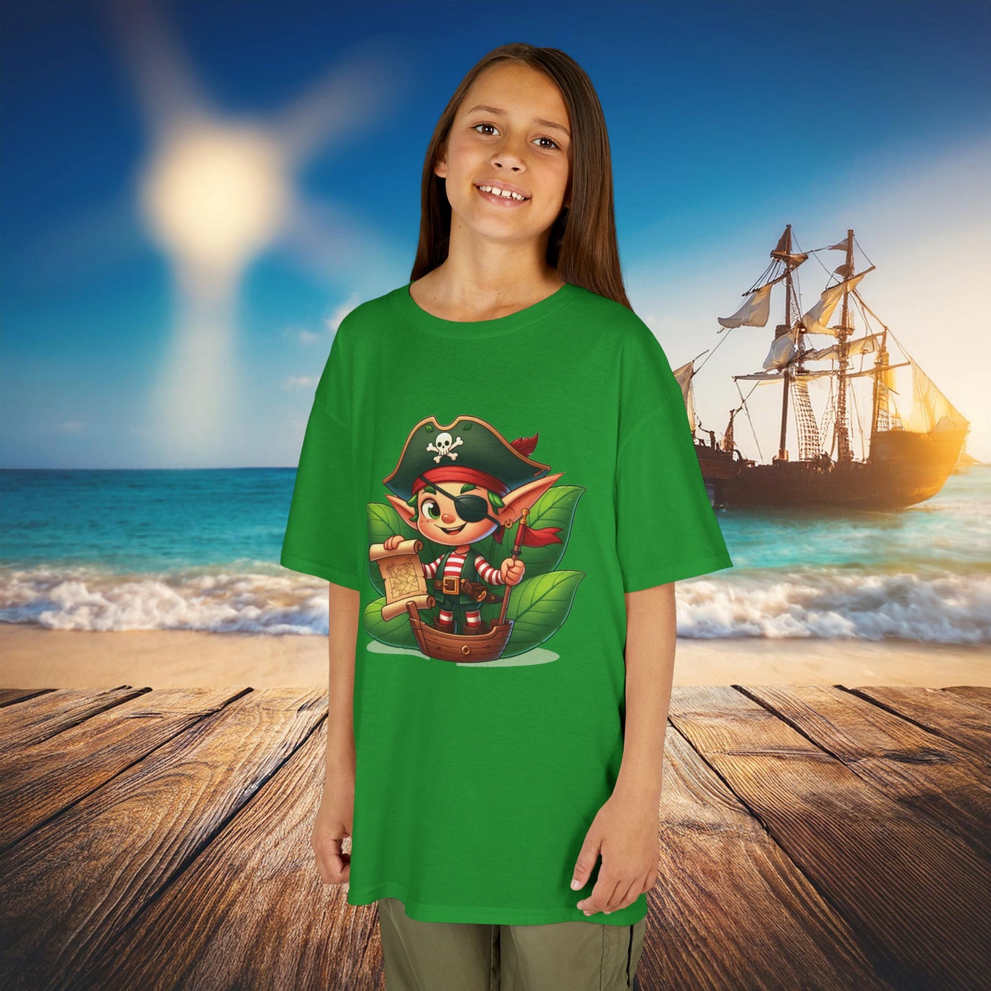 Elf Pirate Treasure Map Kids Tee