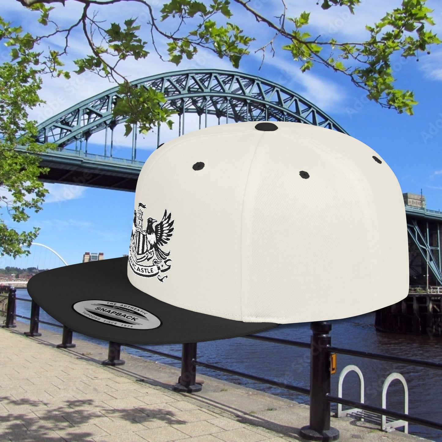 Newcastle United B&W Crest Flat Bill Snapback