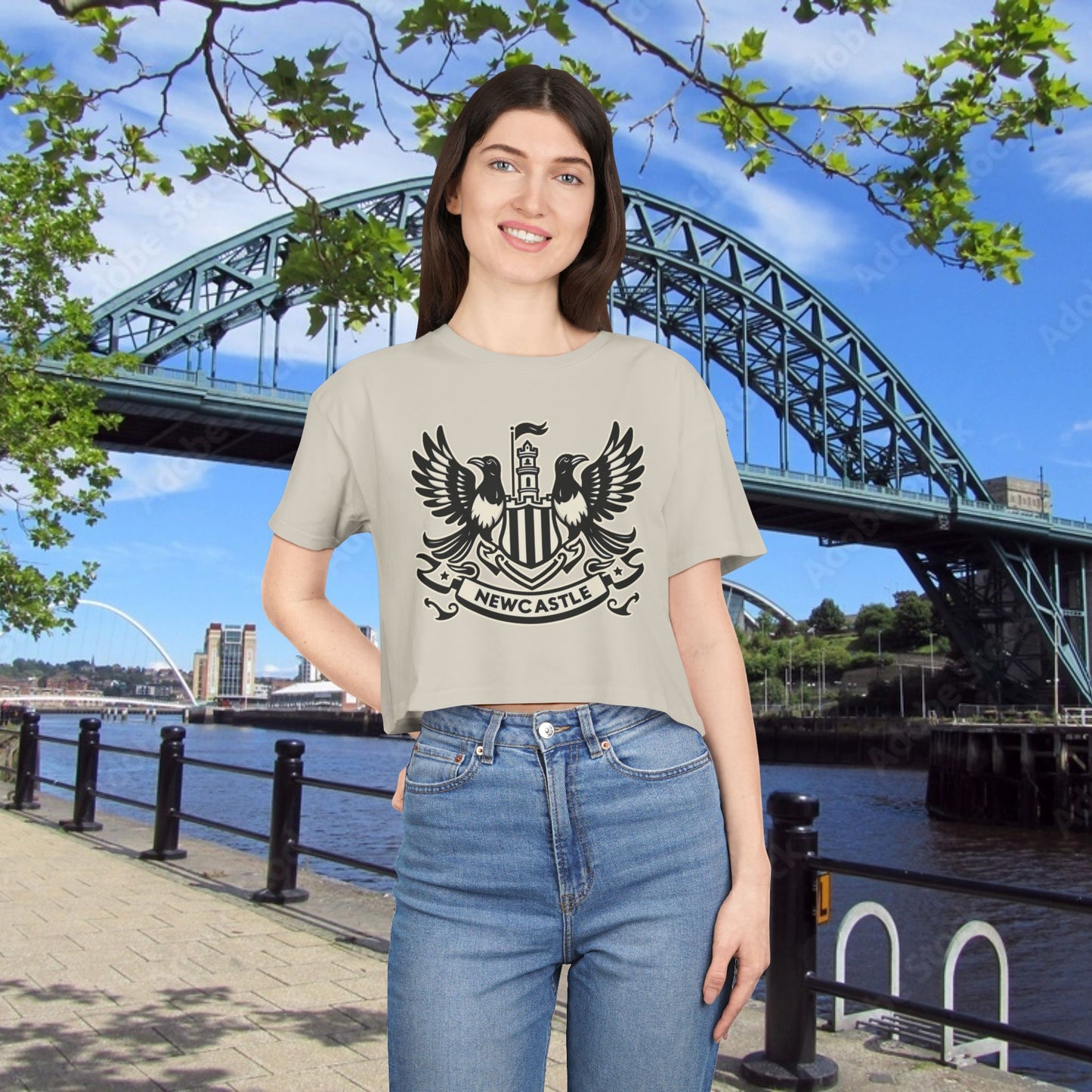 Newcastle United B&W Crest Women's Crop Tee