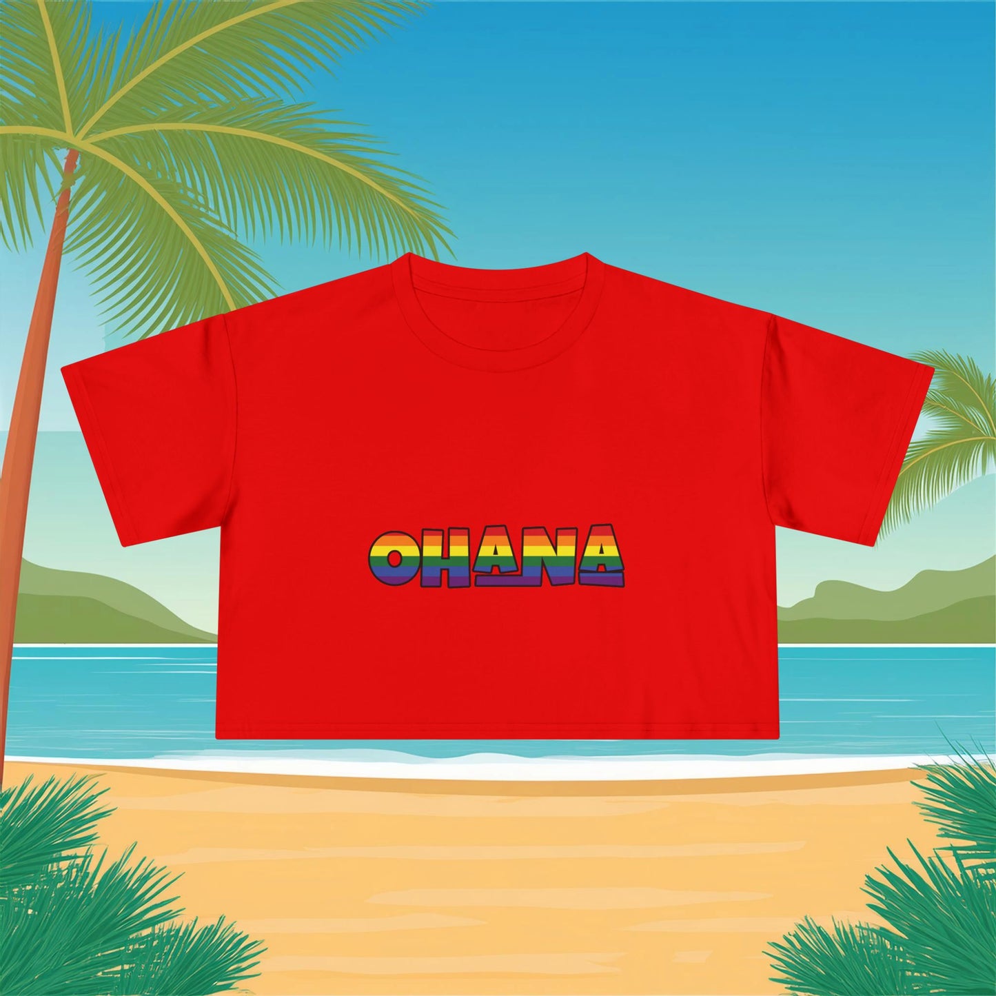 Rainbow Ohana Women's Crop Tee