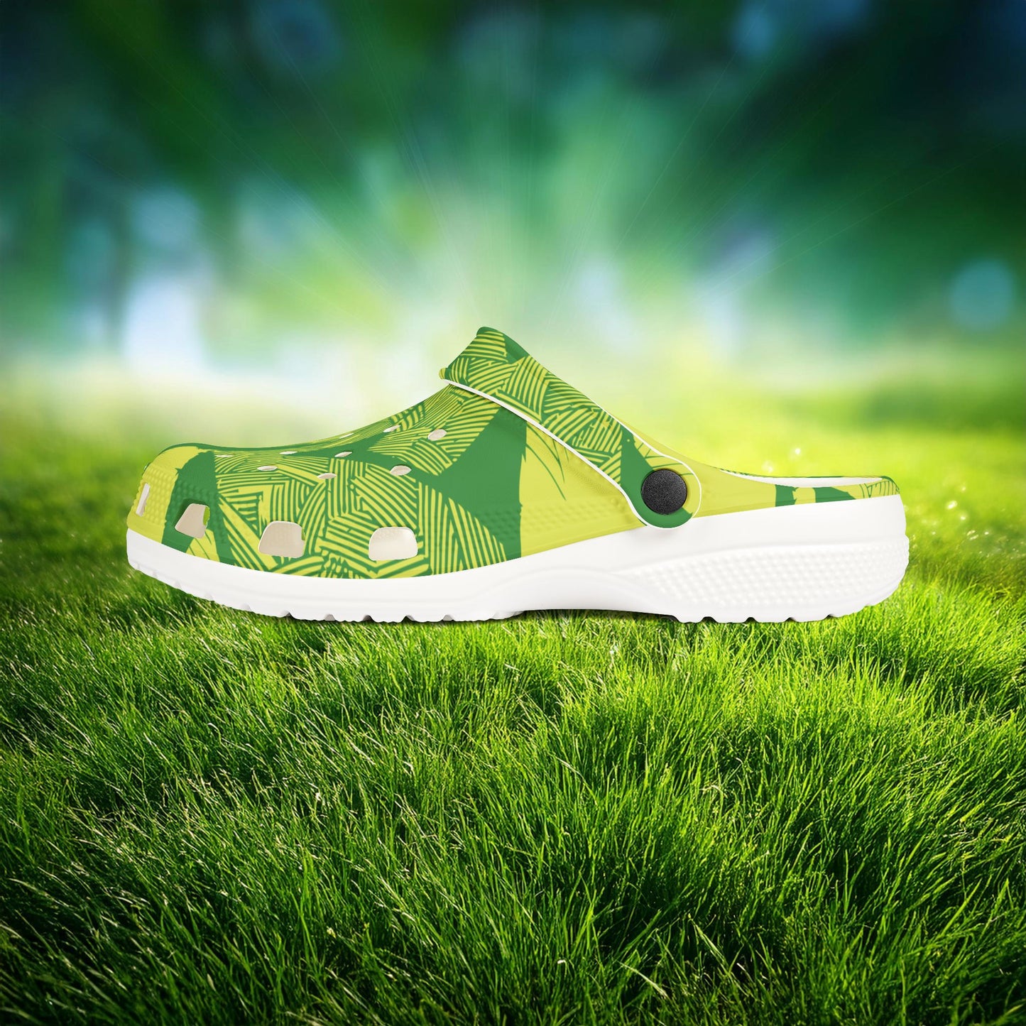 Electric Green and Gold Newcastle Foam Clogs