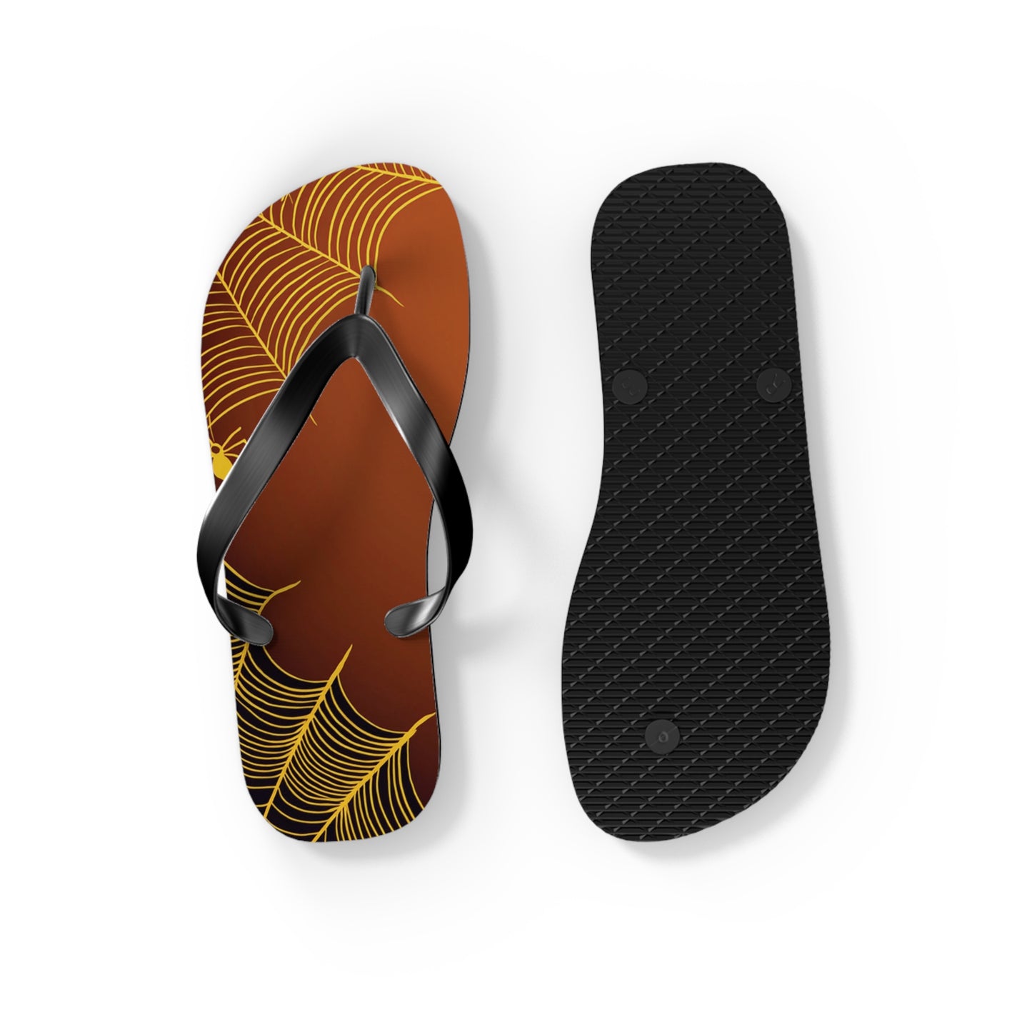 Orange Spider Web Flip Flops