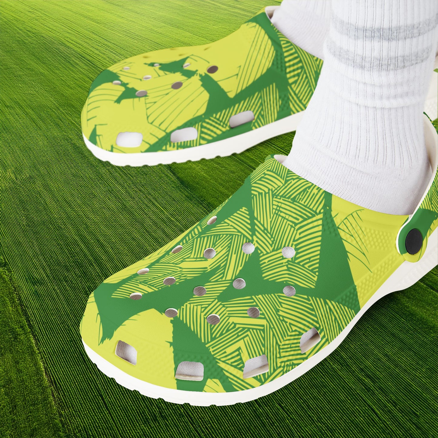 Electric Green and Gold Newcastle Foam Clogs